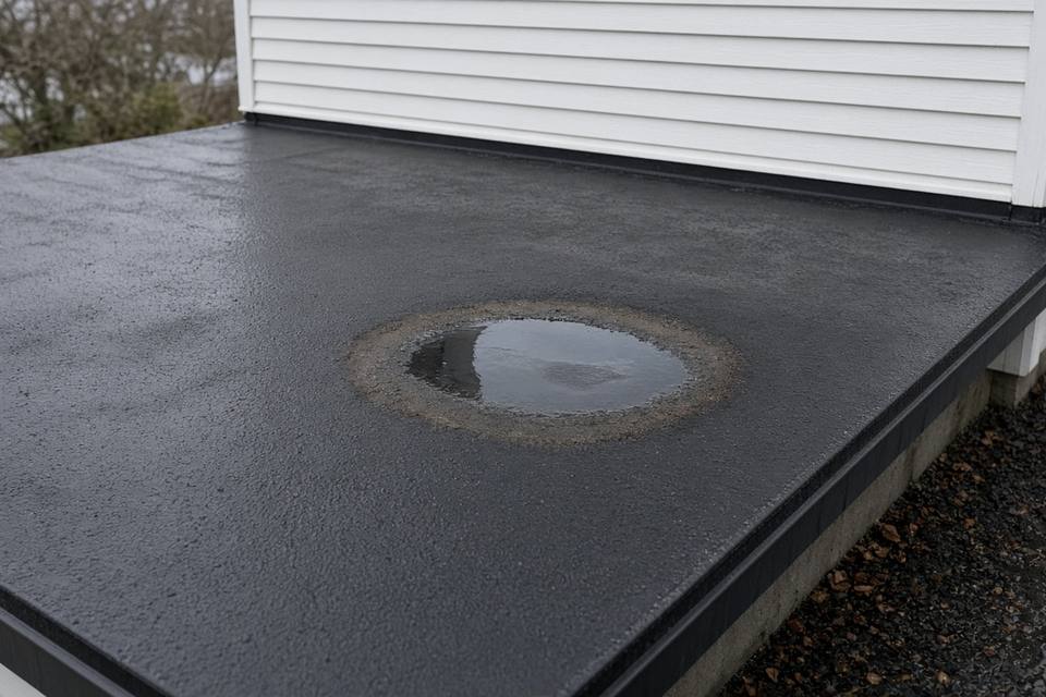 Ponding water on a low-slope roof